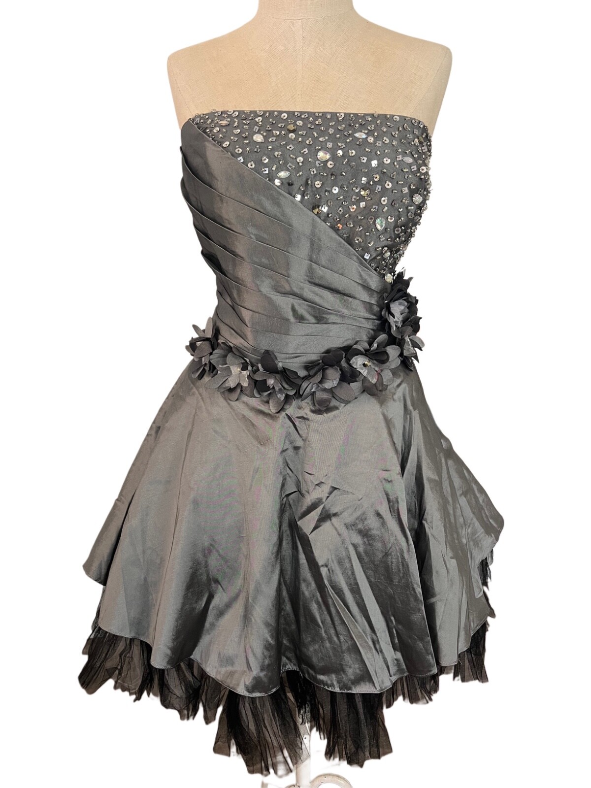 Juliet USA prom homecoming cocktail party short charcoal dress size XL NWT