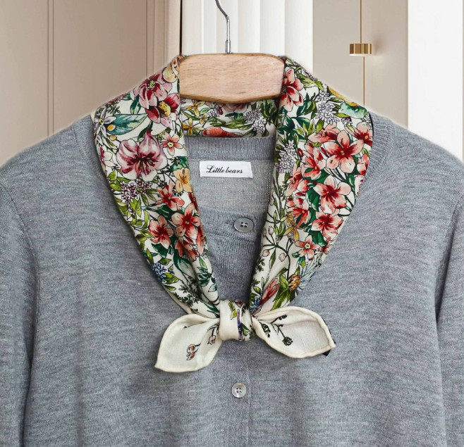 70% Cashmere 30% Silk Shawl Scarf Neckerchief Bandana floral Print Wrap new