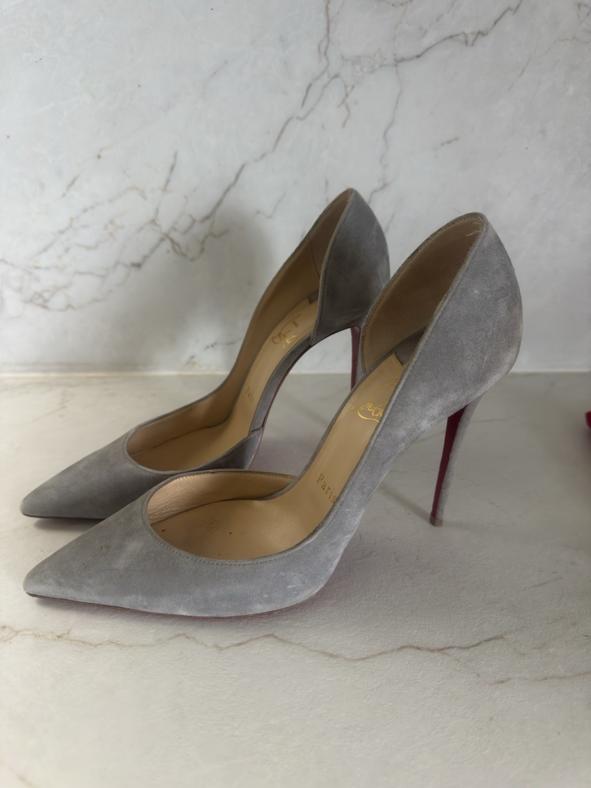 Christian Louboutin Women’s Grey Suede Heels Size 40 US 10