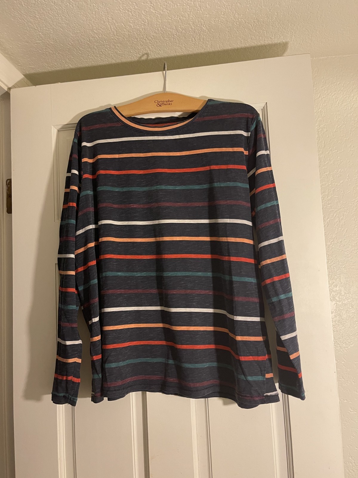 women’s sonoma long sleeved striped tee shirt xl casual