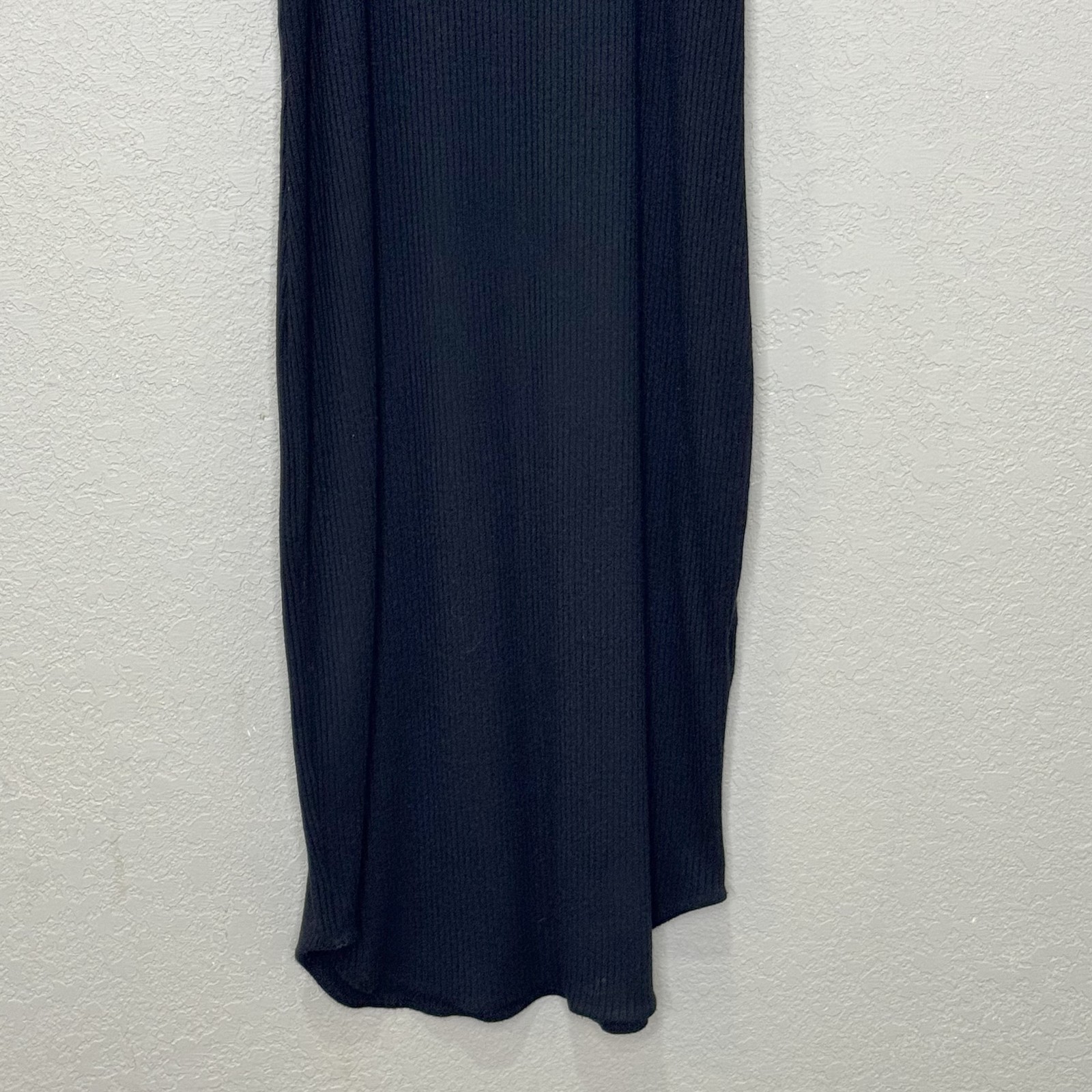 LNA Dress Small Black Double Layer Ribbed Tank Keyhole Midi Stretch Made USA