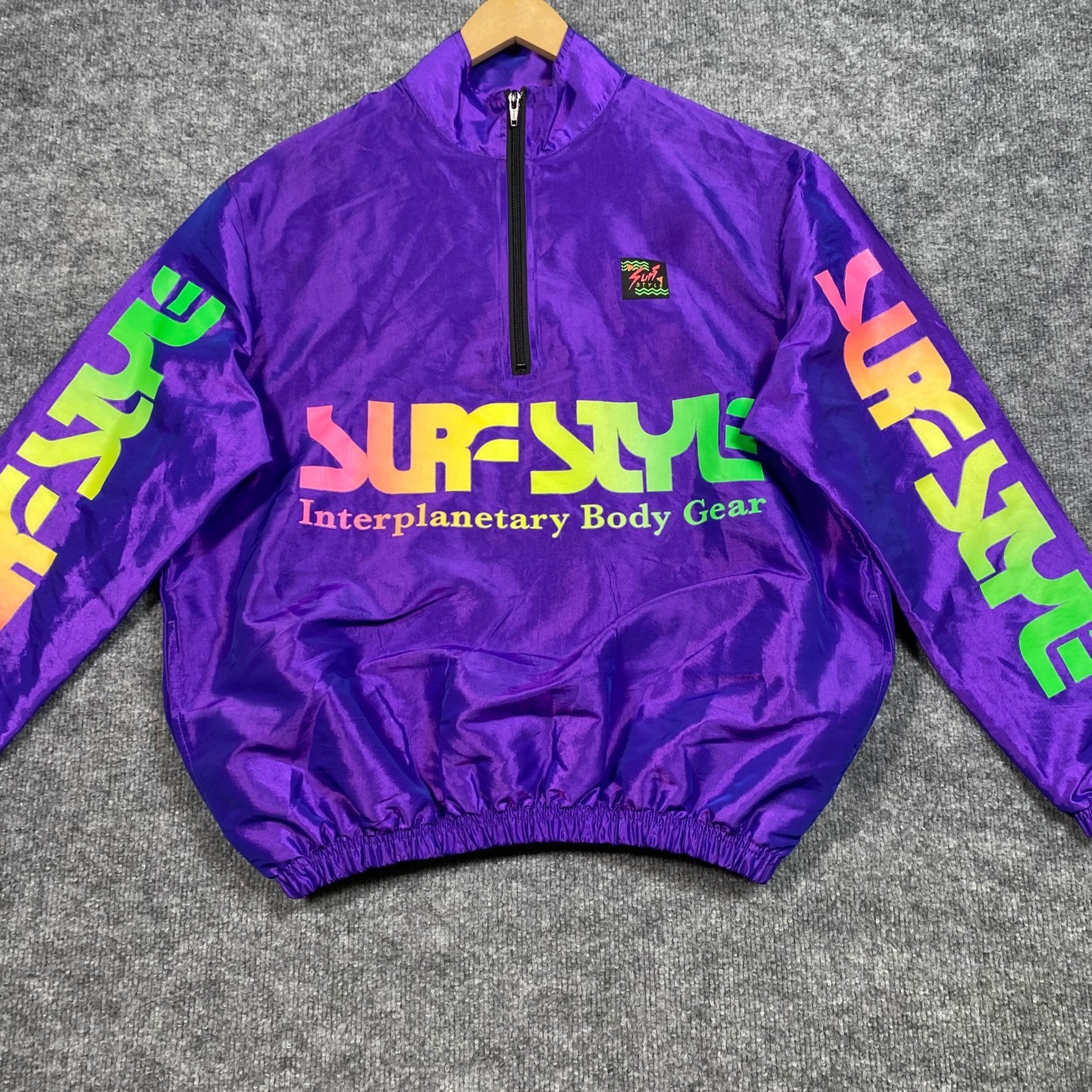 Surf Style Interplanetary Body Gear Purple Iridescent Windbreaker Small 90s