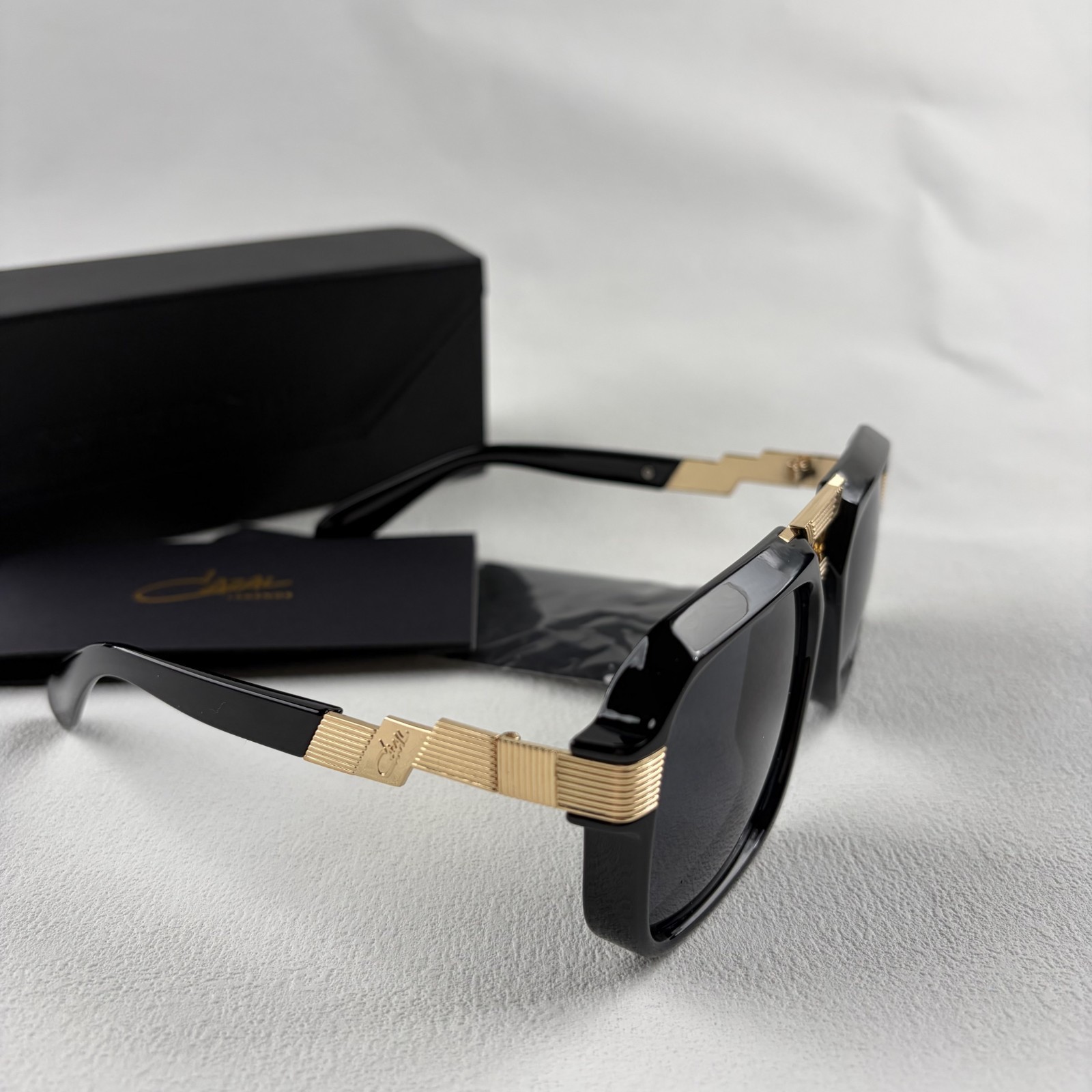 Cazal Sunglasses Black Crystal & Gold Frame Black Lens Men’s Women’s Eyewear