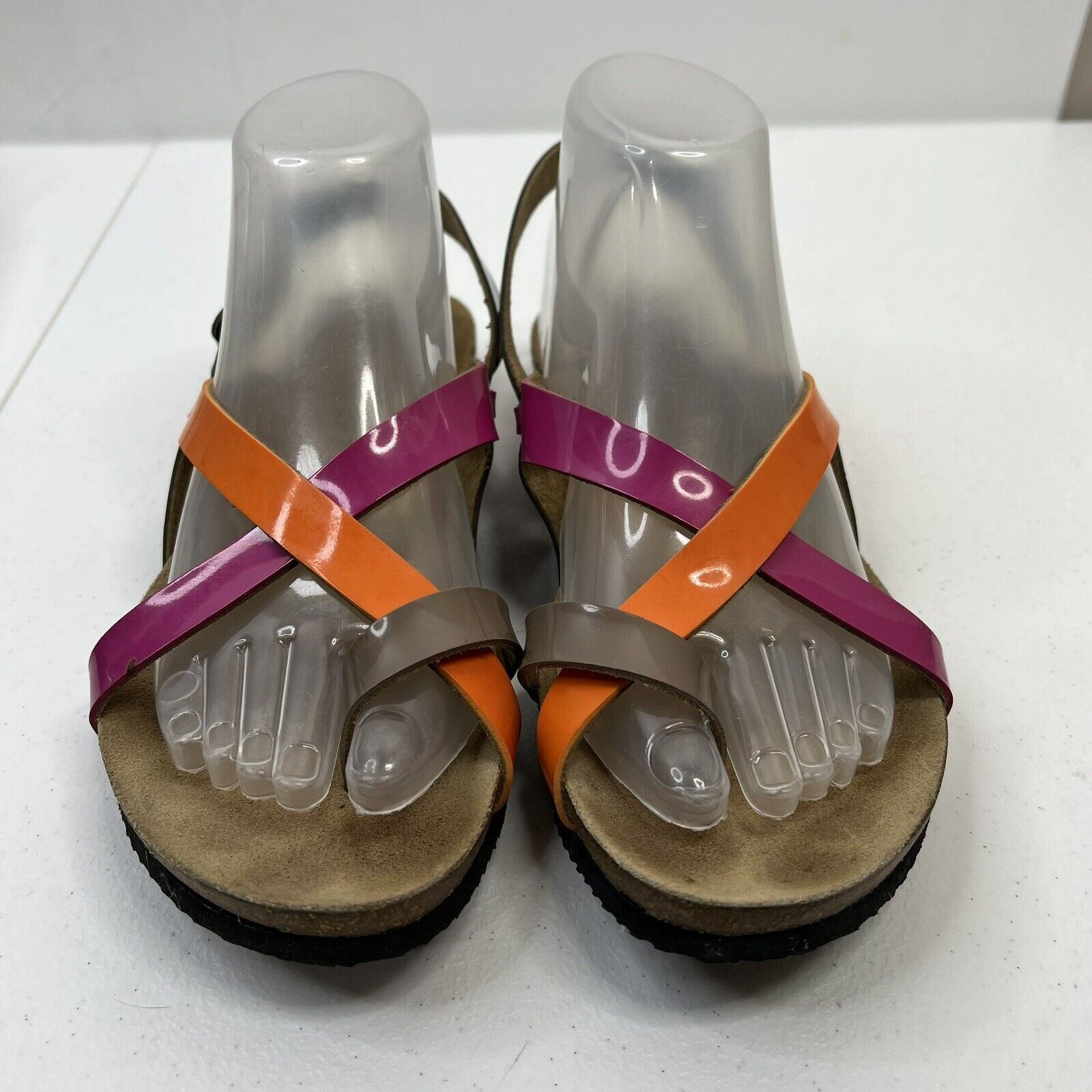 Rafting Goldstar Size 40 9.5 Sandal Soft Footbed Patent Micro Leather Strappy