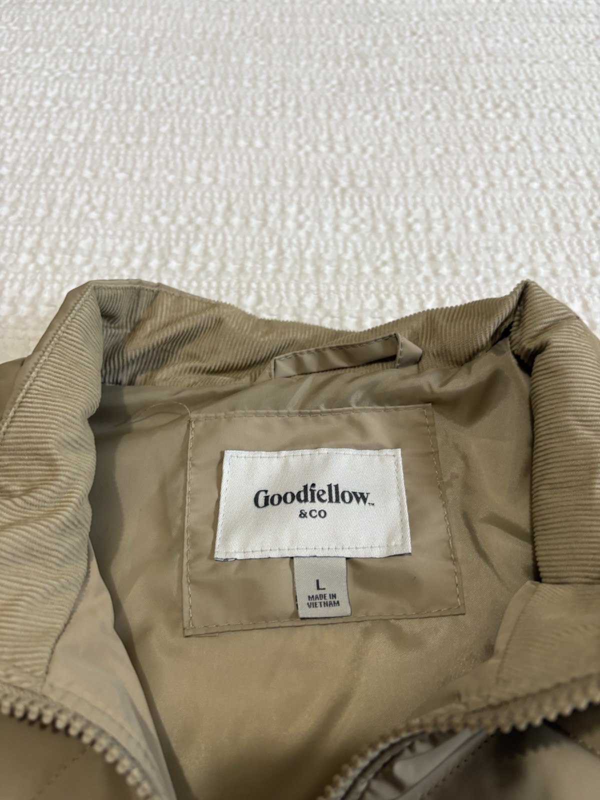 Goodfellow & Co Mens Large Quilted Puffer Vest New With Tags Tan Full Zip