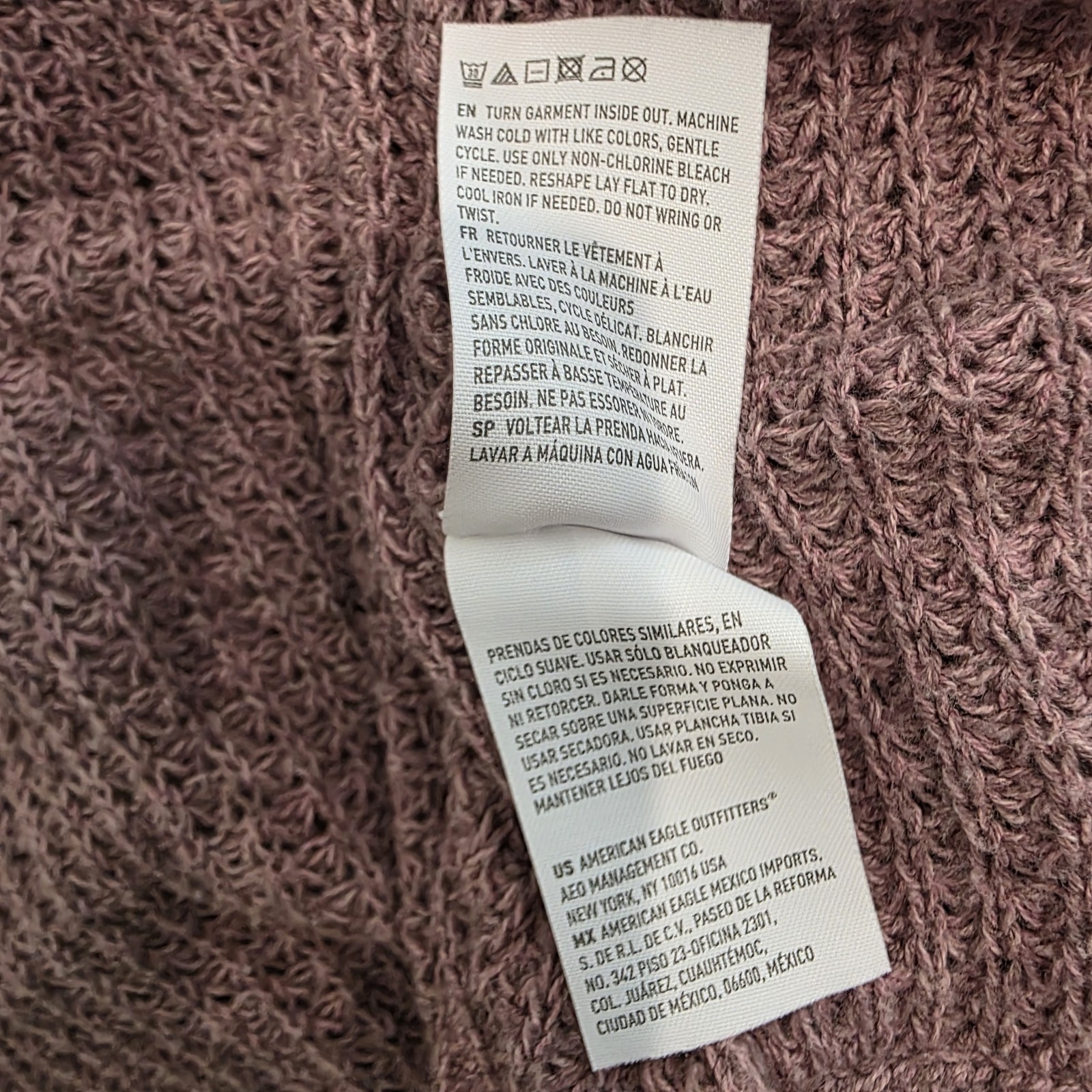 American Eagle Outfitters Purple Solid Knit Cotton Open Cardigan Sweater Women M