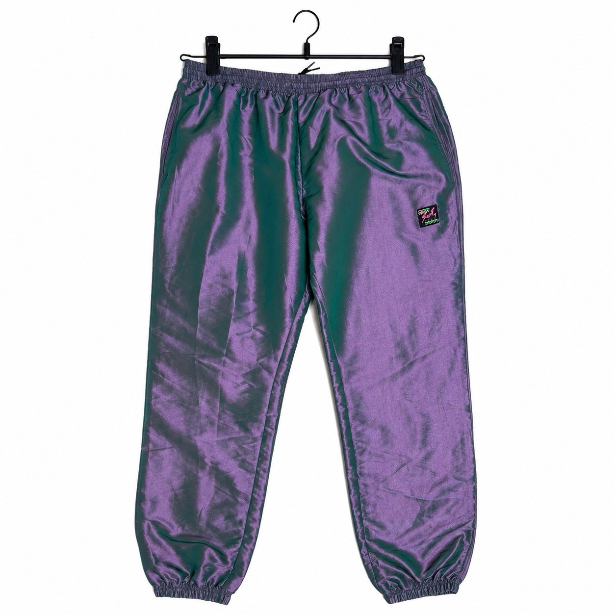 Surf Style Iridescent Windbreaker Track Pants Men’s XXL Purple Green Shiny Y2K