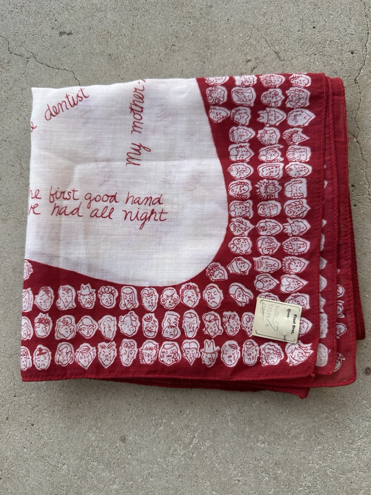 NOS 1950s Symphony ‘Crying Towel’ Novelty Political Bandana Humor Scarf Red VTG