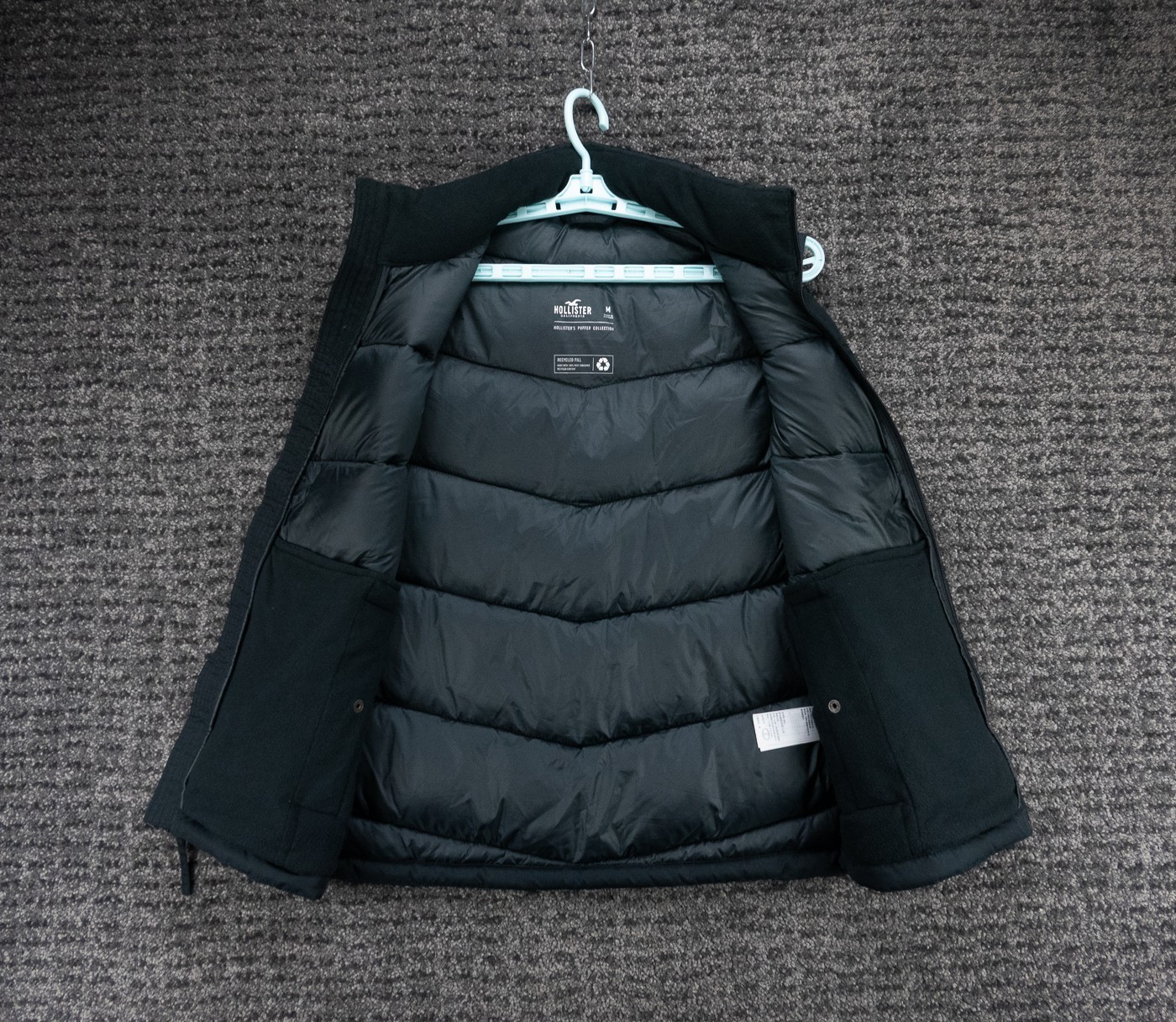 Hollister Puffer Vest Mens Medium Black Full Zip Insulated Jacket Outdoor Preppy
