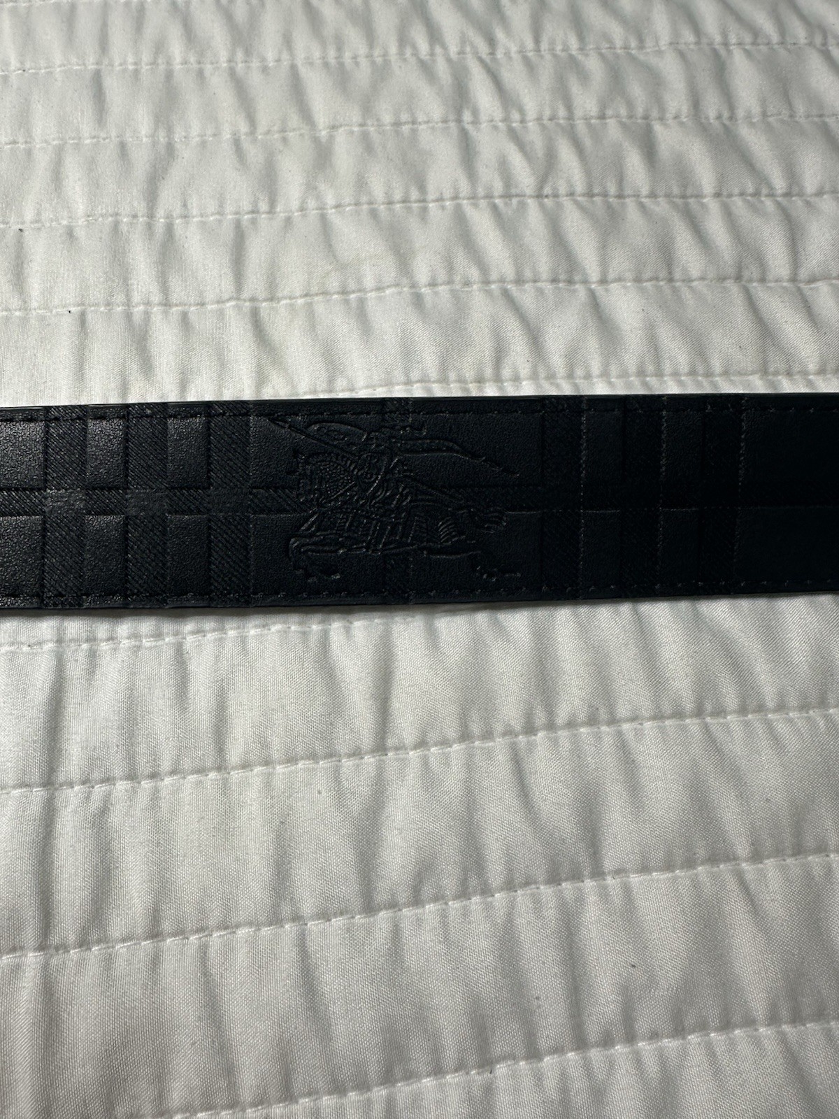 Black Burberry TB Gold Buckle Belt