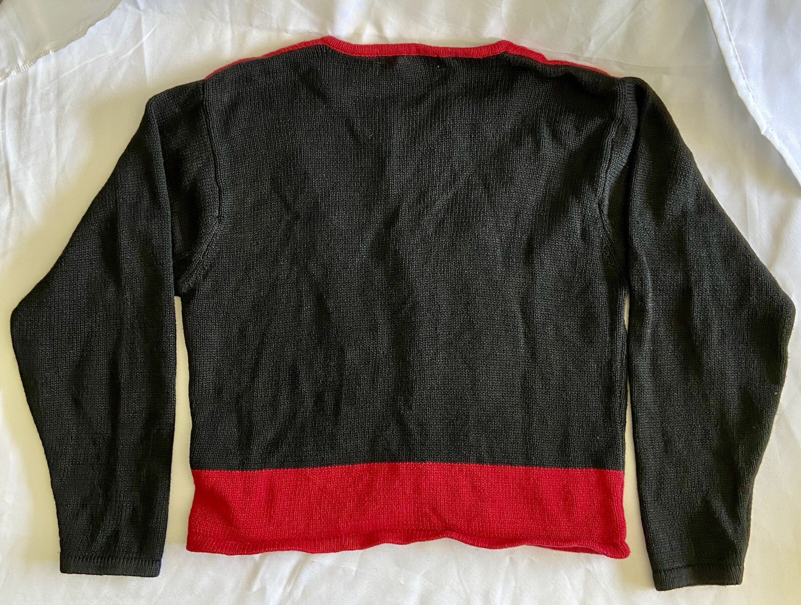 VTG Dress Barn M Christmas Cardigan Red Black Holly Berry Ugly Holiday Sweater