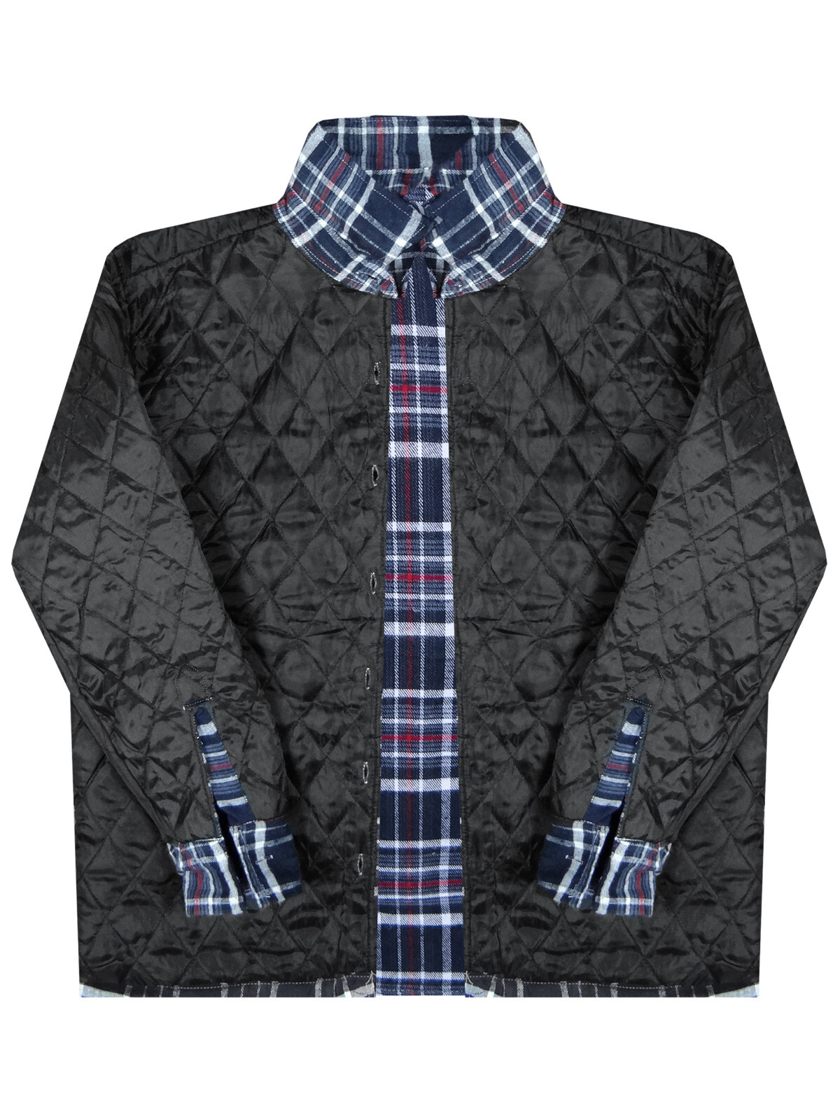 Plaid Flannel Fully Quilted Shirt Jacket Men Soft Warm Padded 4 Pocket Button a