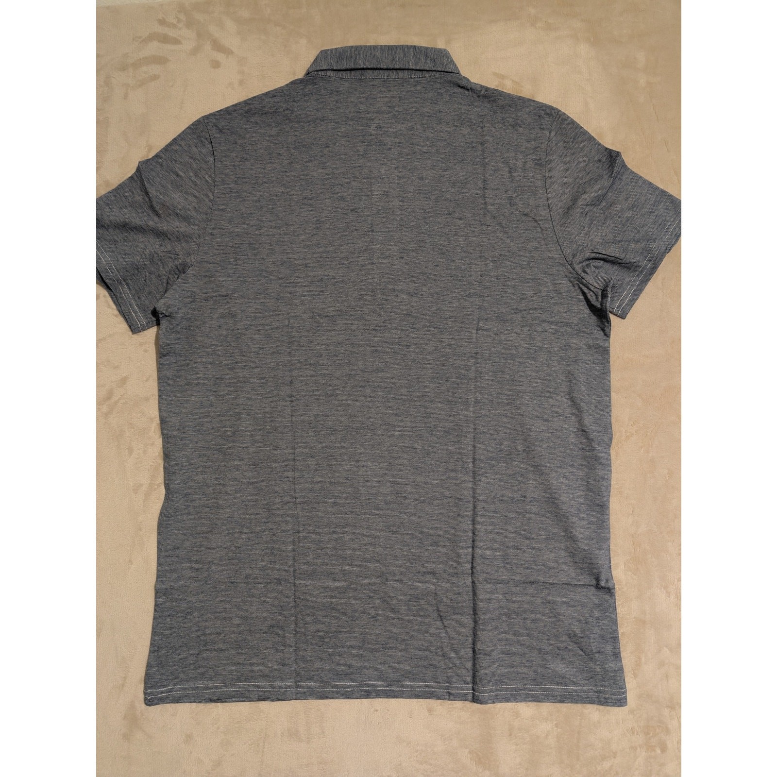 Criquet Mens Player Polo Shirt Dark Blue Heathered Large Organic Cotton Golf NWT