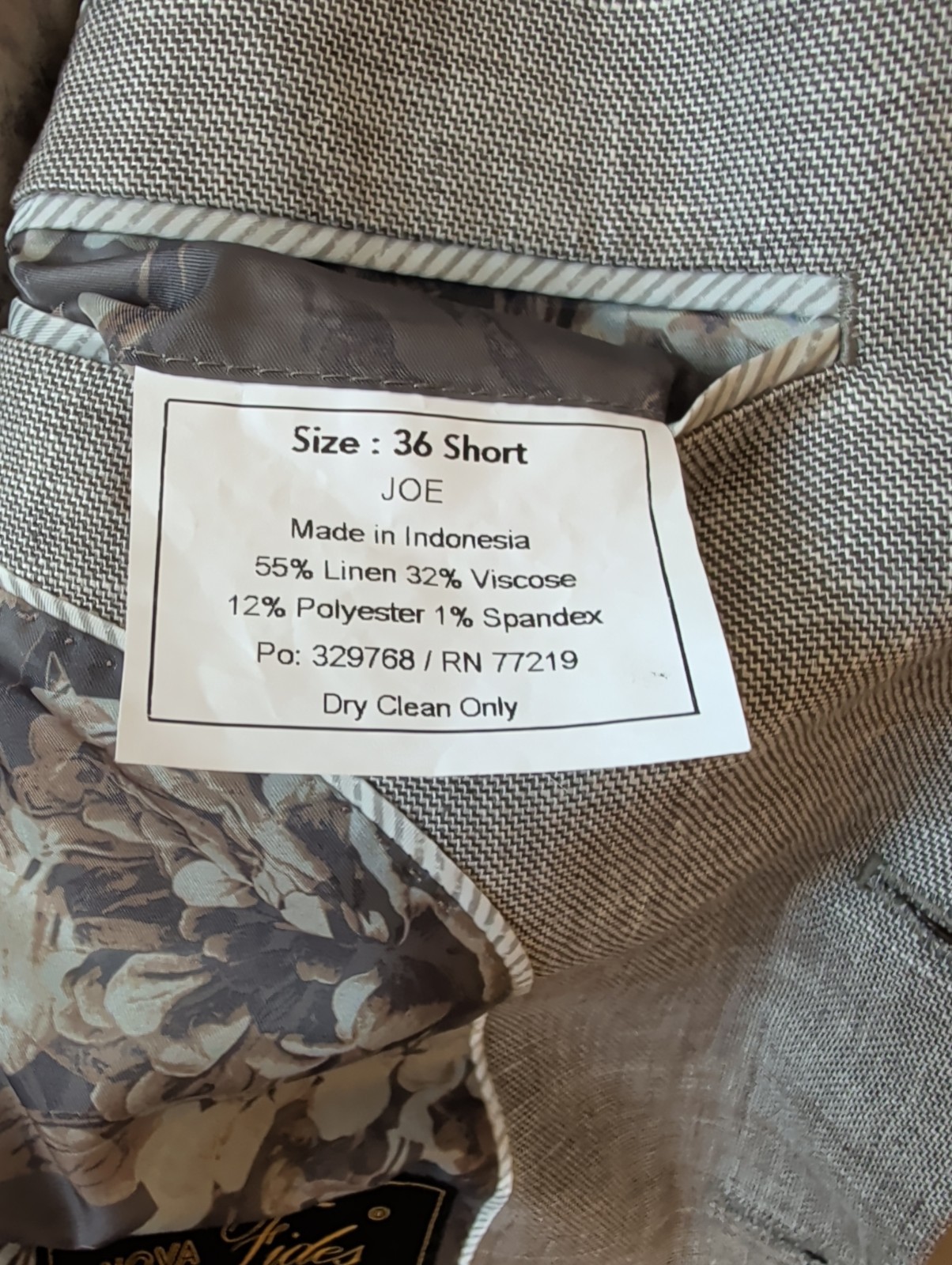 Joseph Abboud Wheat Gray Linen Blend Blazer 36S