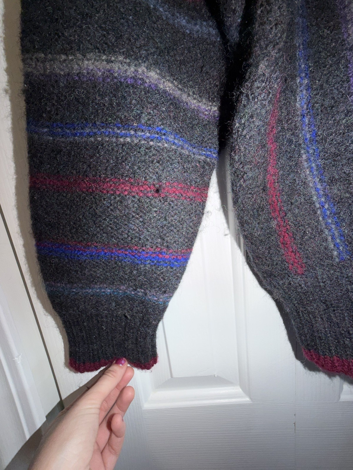 Vintage Boston Traders Knit Sweater Mens Large Wool Crewneck 90s Black + Stripes