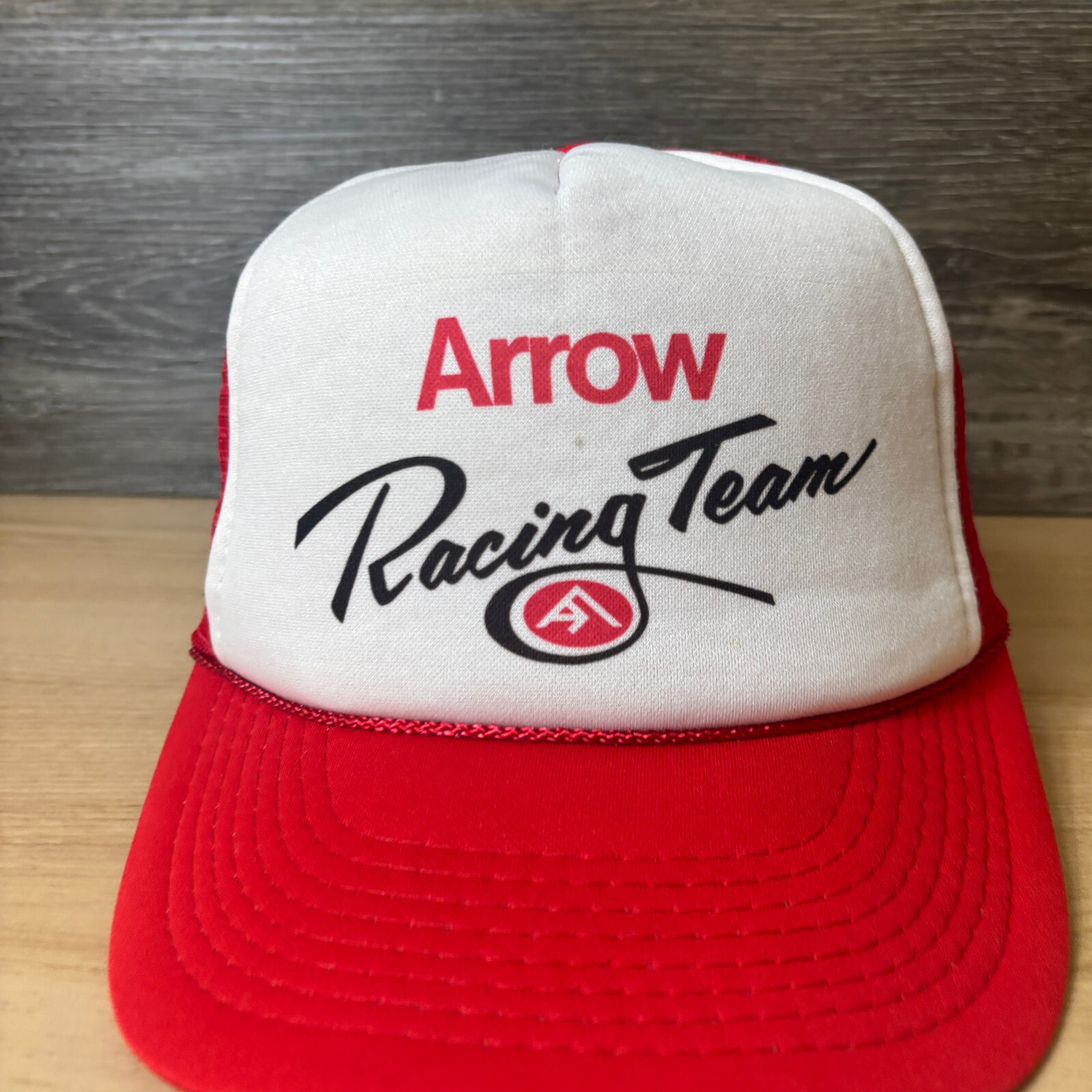 Vintage Arrow Racing Team Hat Cap Snapback Red Trucker 90s