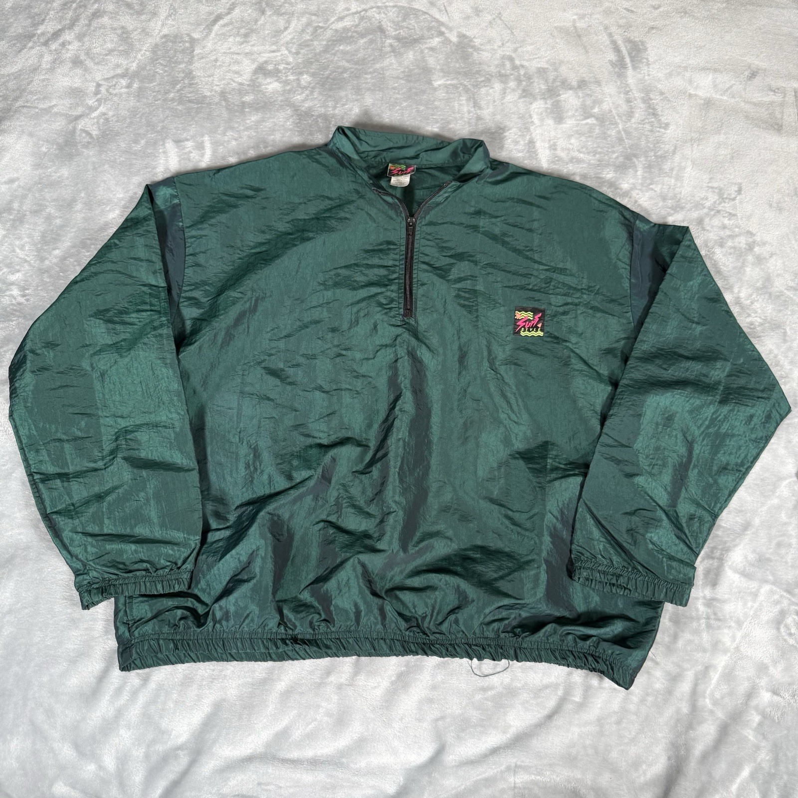 Vintage Surf Style Windbreaker Jacket Mens One Size (Fits XL) Green 90s