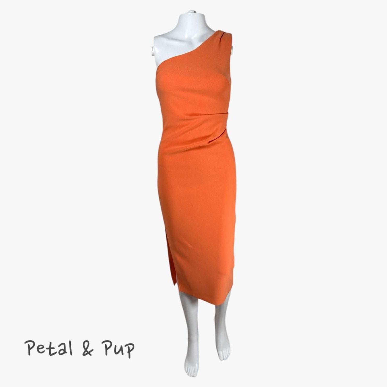 Petal & Pup Women’s Nadeem One Shoulder Midi Dress in Orange Sz 2 Glam Party