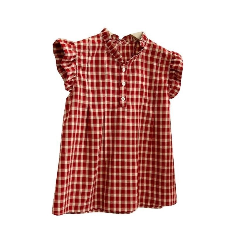 NEW Red Plaid Slimming Sleeveless Shirt For Women Sizes S-XL