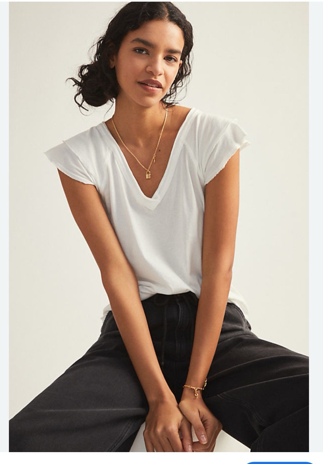 Maeve By Anthropologie White Flutter Sleeve Tee Size XL