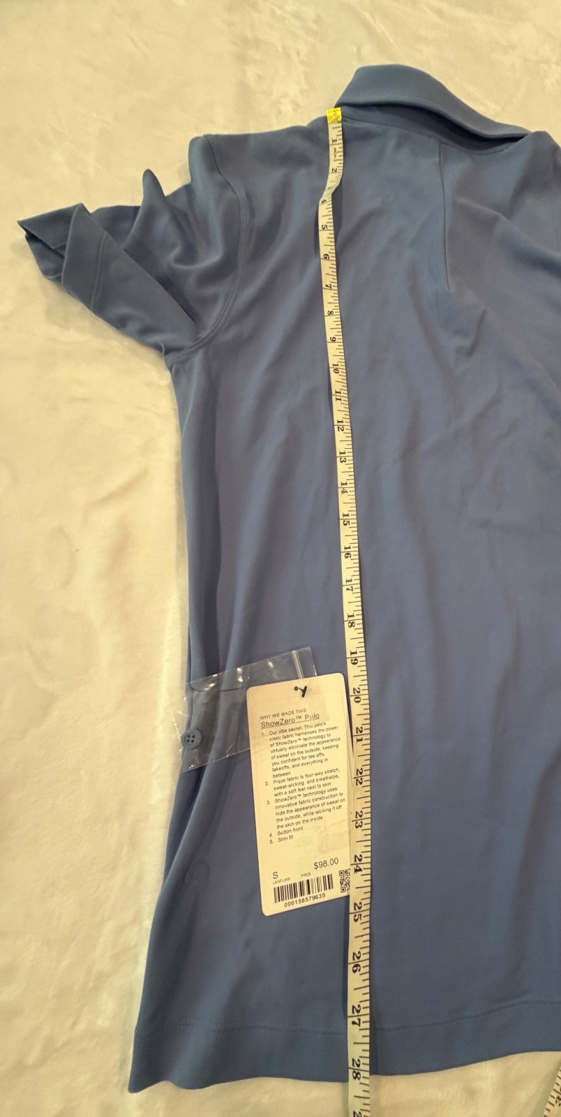 Lululemon Mens ShowZero SlimFit Polo Shirt Sz Small PREB Blue