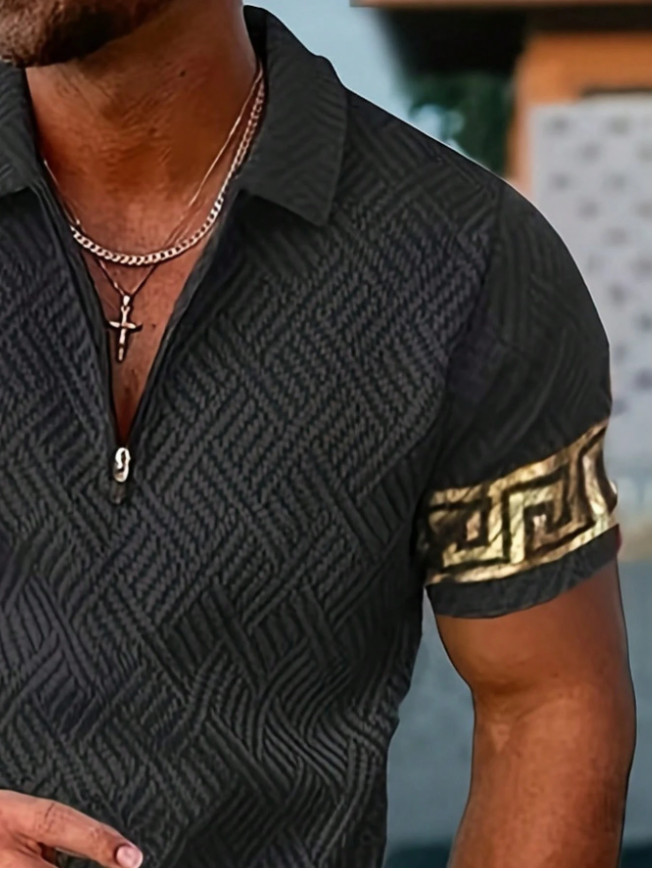 2-Piece Men’s Casual Summer Outfit Set – Retro Geometric Pattern