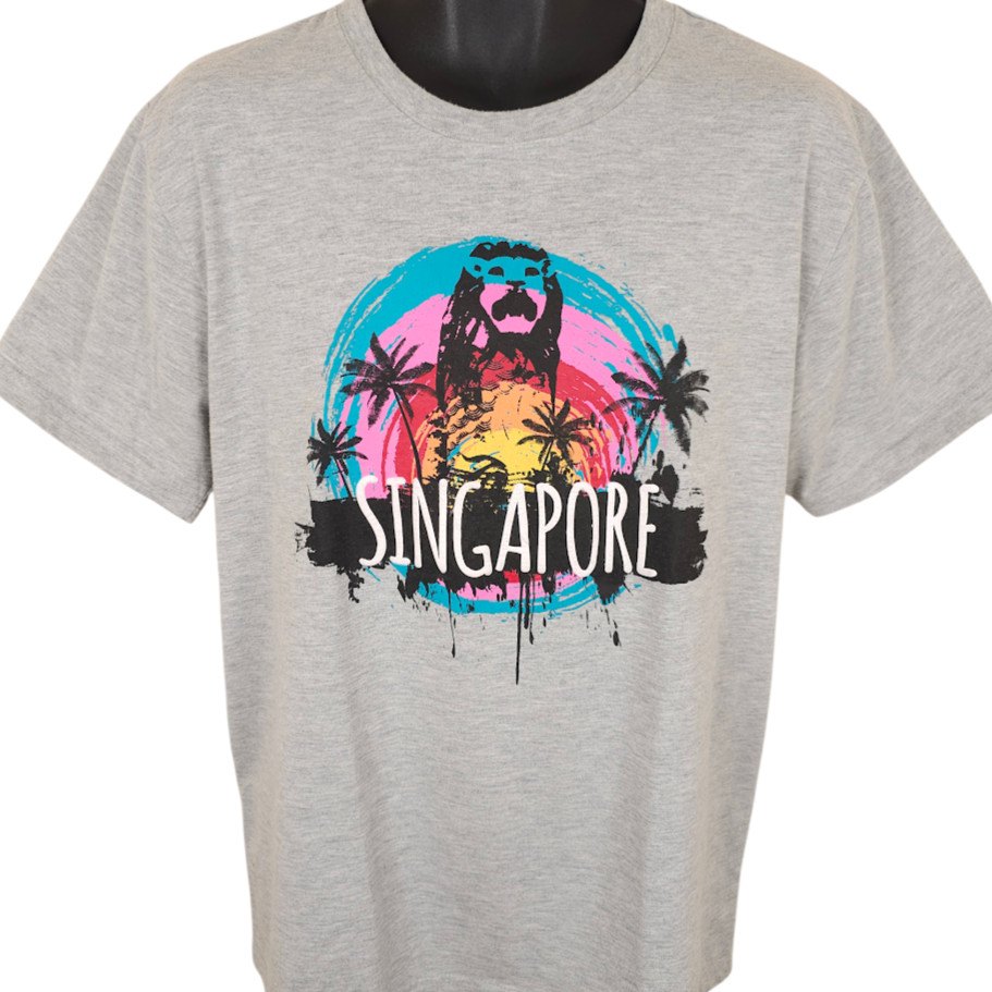 Singapore T Shirt Mens Size Large Gray Travel Destination Tee