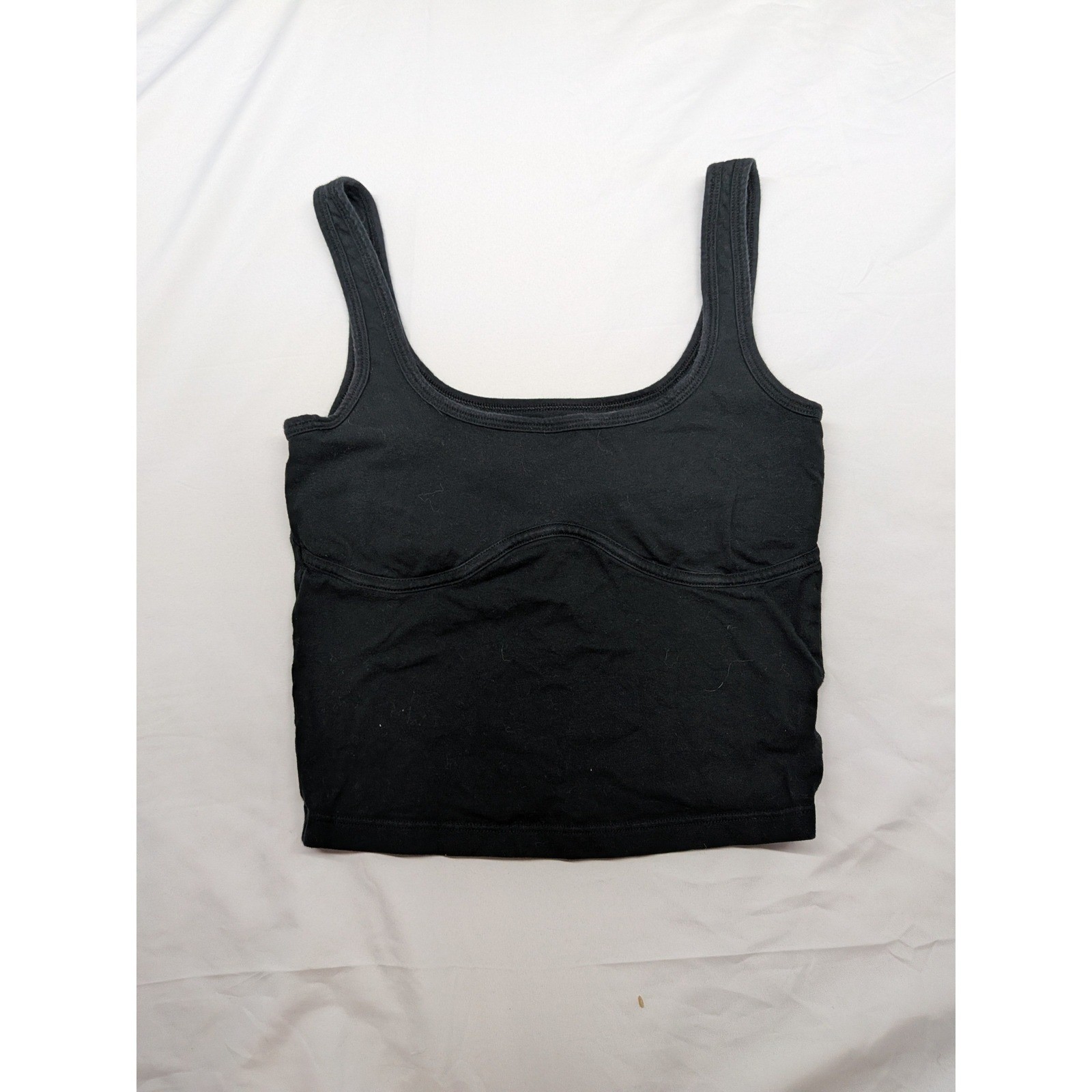 Victoria’s Secret PINK Black Cropped Tank Top Scoop Neck Bust Seam XS