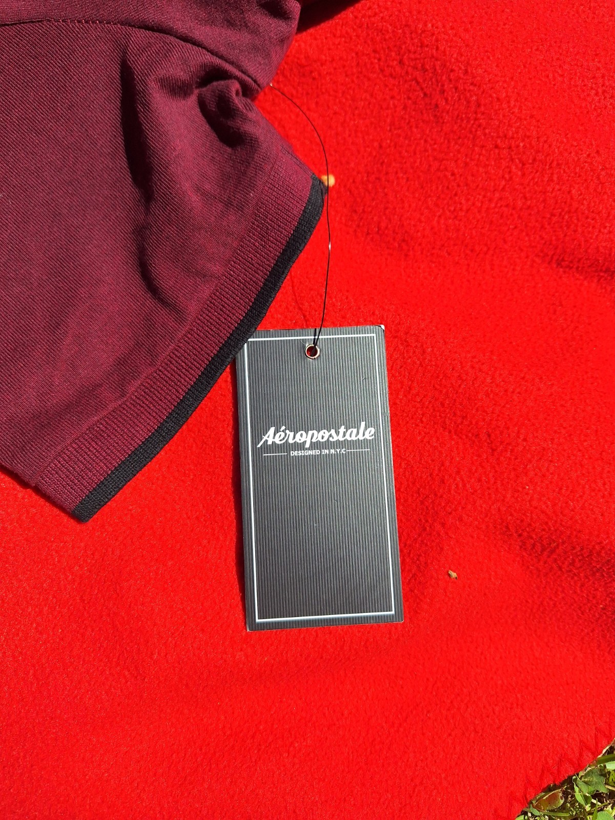 Aéropostale Regular Fit, Burgundy, Cotton Blend Polo Shirt Short Sleeve Men’s, L