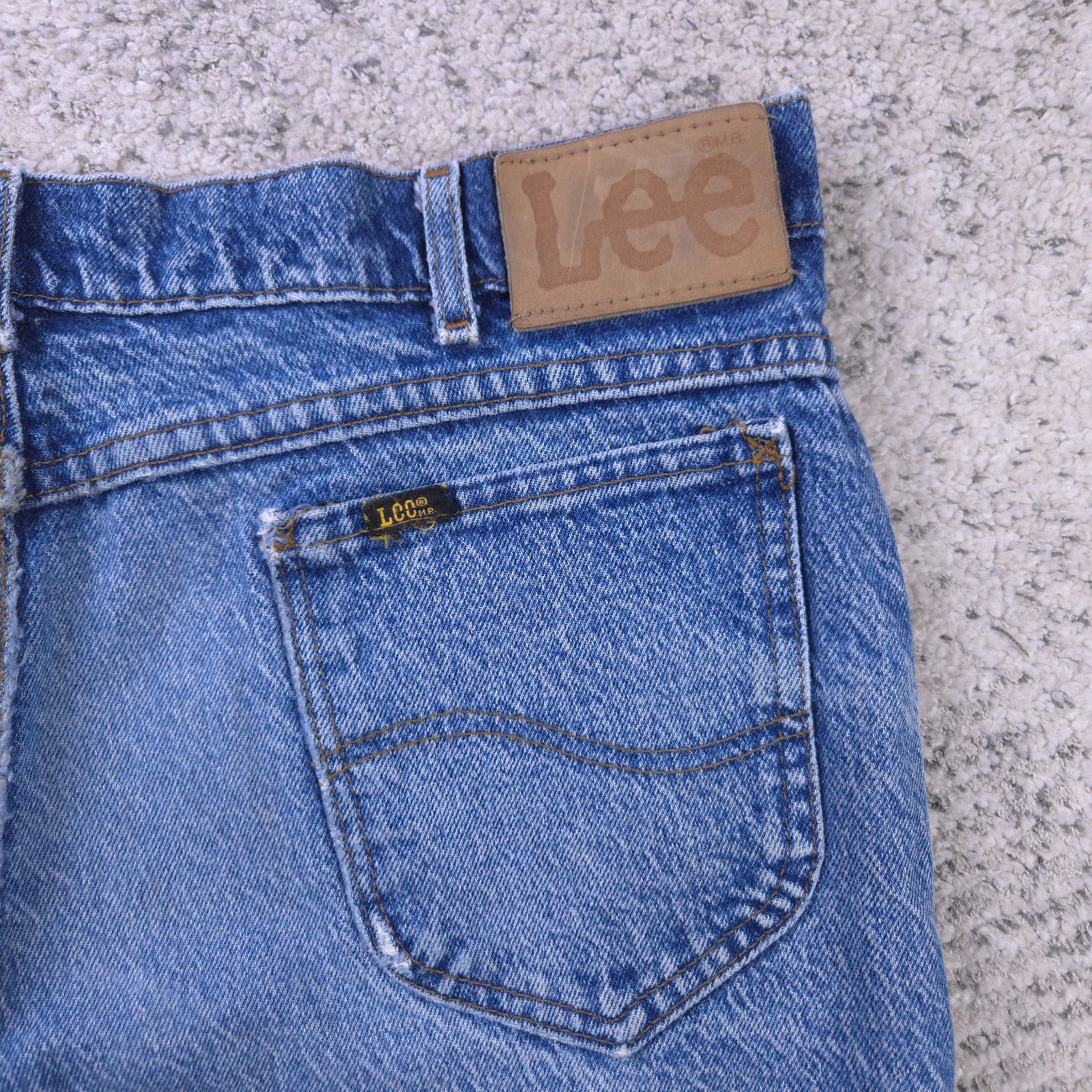 VTG Lee Riders Jeans Mens 38 36×30 Acid Stone Wash Washed Blue Made In USA Denim