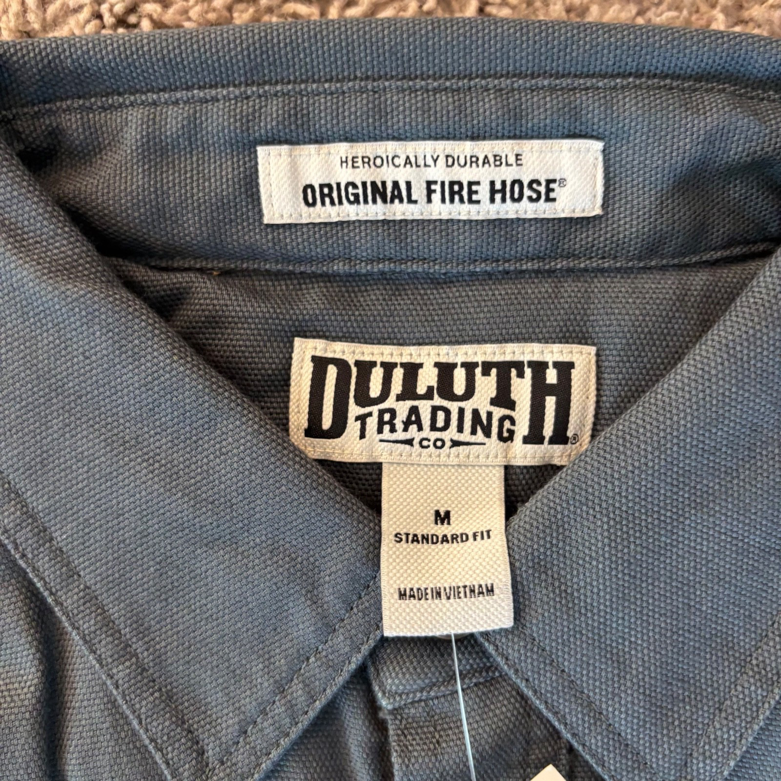 Duluth Trading Co. Jacket Mens M Dark Blue Fire Hose Flannel Lined Fit Limber
