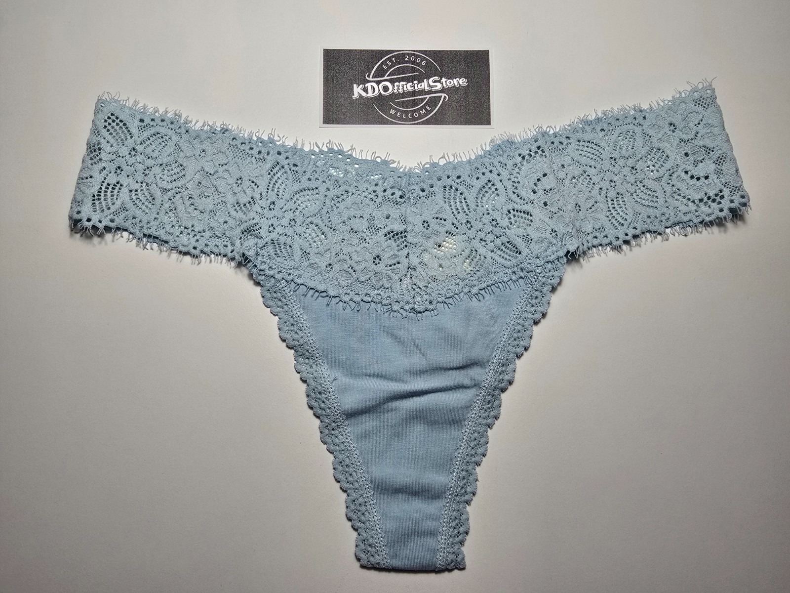 S American Eagle AERIE Superchill Cotton Eyelash Lace Thong Undies Panties Blue