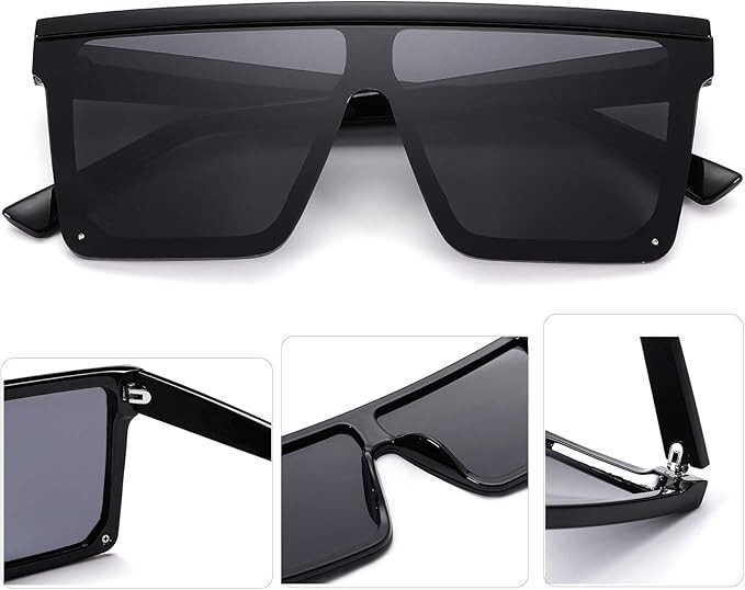 Men’s Women’s Sunglasses Fashion Designer Square Flat Black Lens Retro New Style