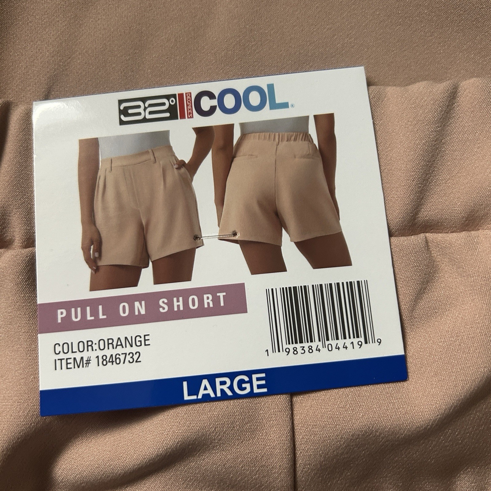 32 Degrees Cool Women’s Pull-On Shorts Orange Large, Pockets, Belt Loops Stretch