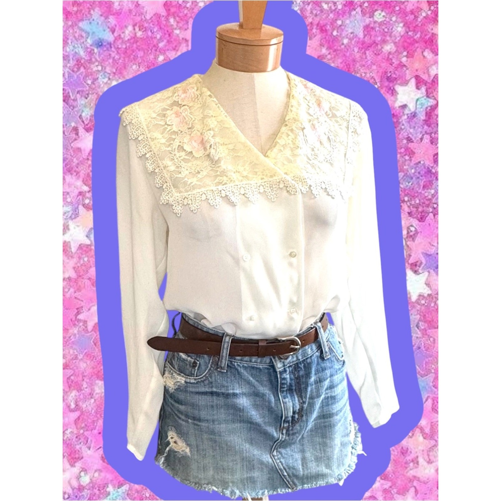 Nicola vintage 80s sailor lace blouse 6 90s shirt cache coquette Laura Ashley