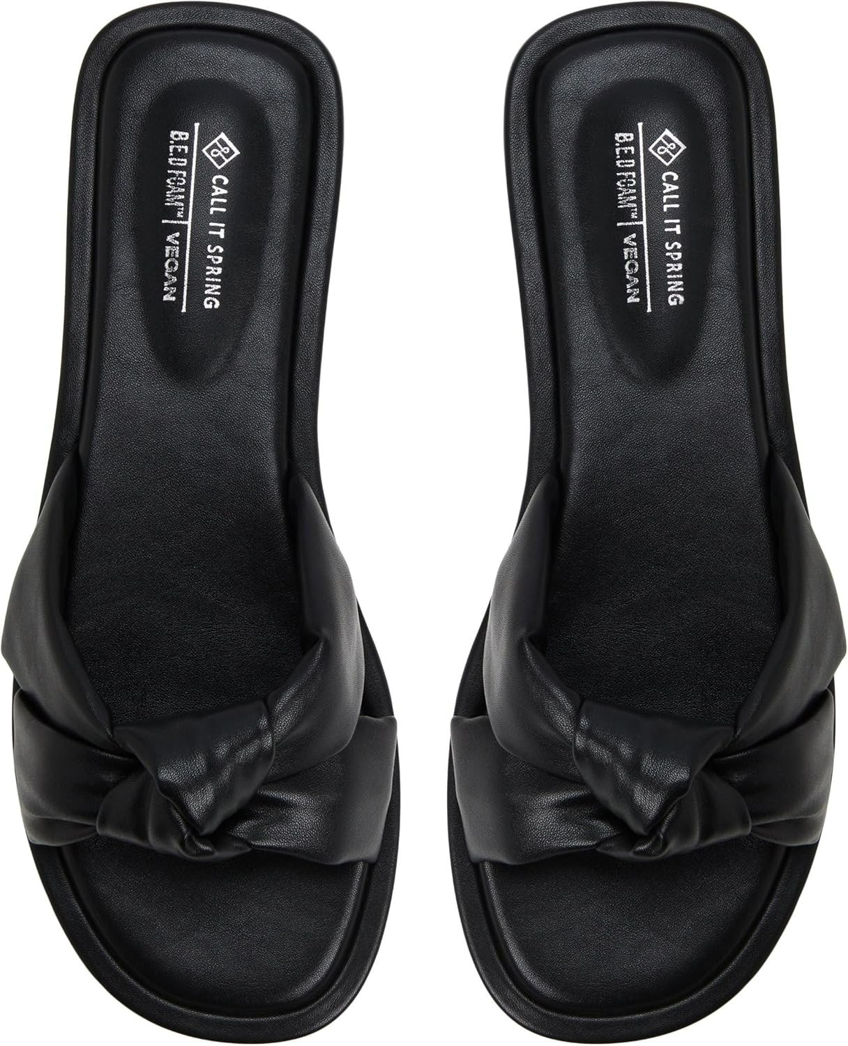 Call It Spring Women’s Apricot Flat Sandal, Black, 8