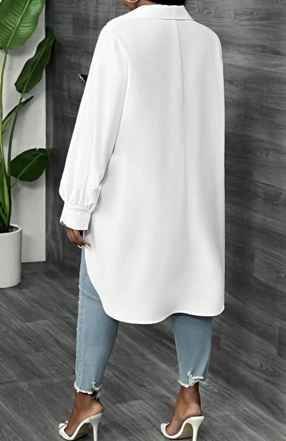 New White Oversized Dressy Shirt Sz 12