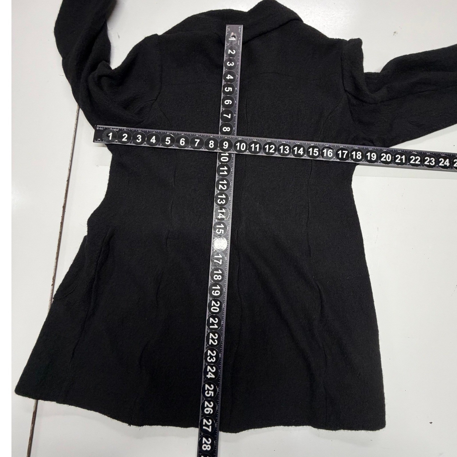 Chicos Jacket Blazer Womens Medium 1 Black 3/4 Sleeve Textured Fringe Western