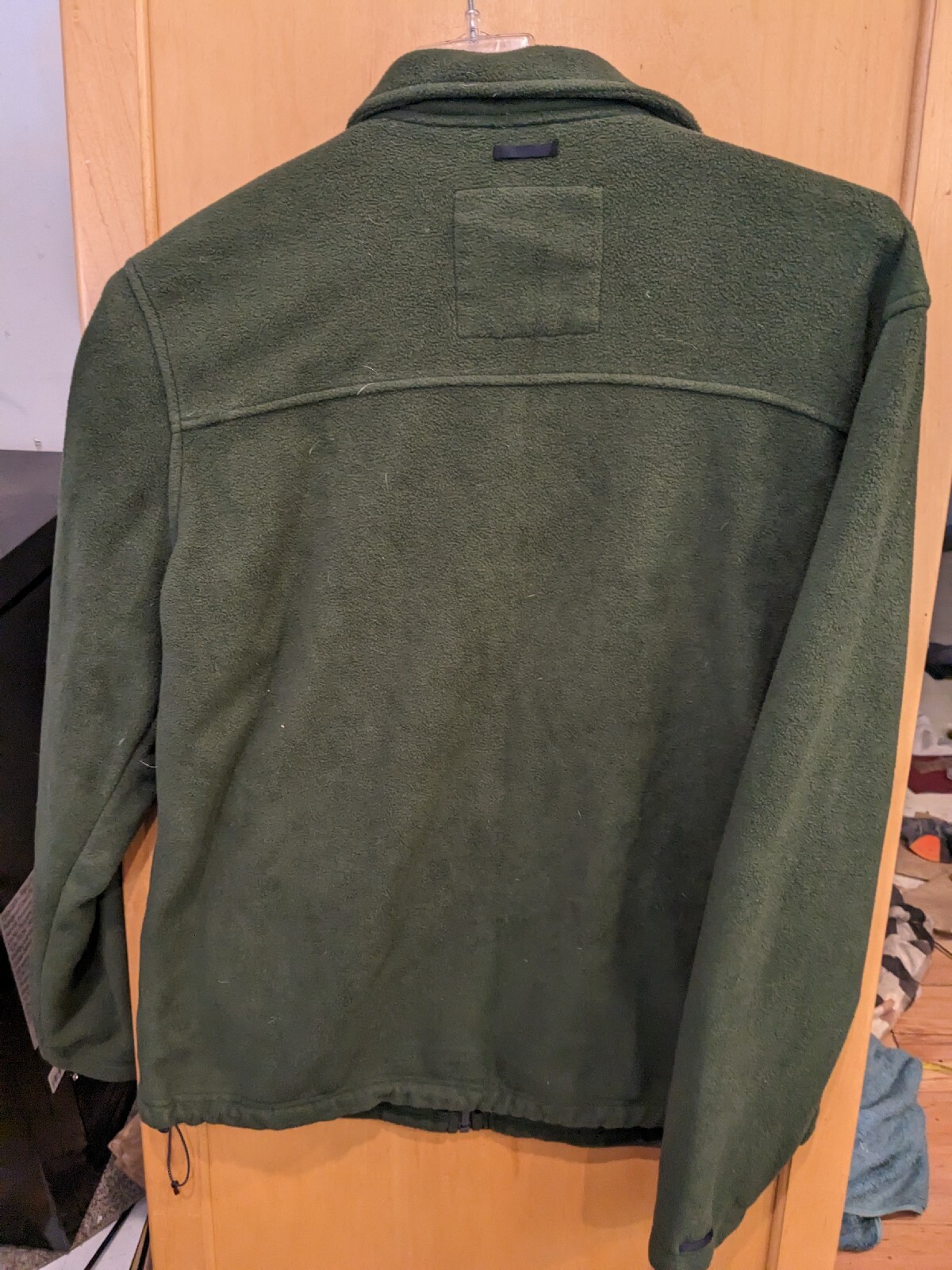 LL Bean Outdoor Gray Zip Up Fleece Pullover Sweater Size Medium collar embroider