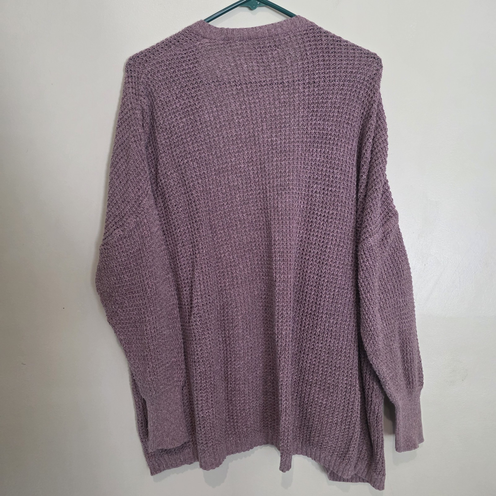 American Eagle Outfitters Purple Solid Knit Cotton Open Cardigan Sweater Women M