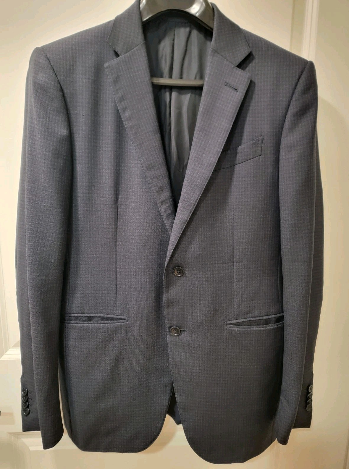 Ermenegildo Zegna Sport Coat Blazer Mens 50R 40R Gray Check Virgin Wool Made In