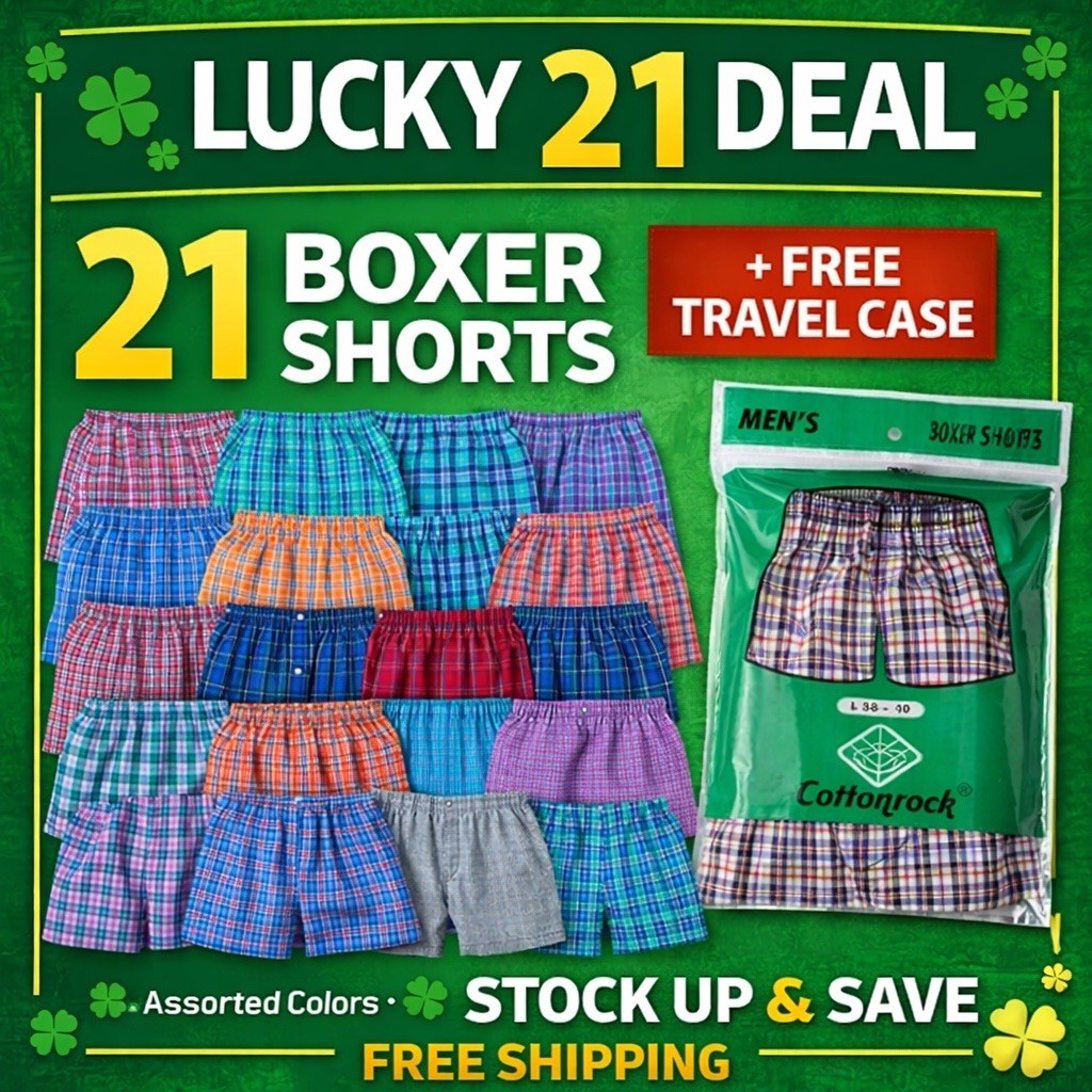 Men Cotton Blend Boxer Shorts New Value 16 Pack/ Soft Breathable Comfy Loose Fit