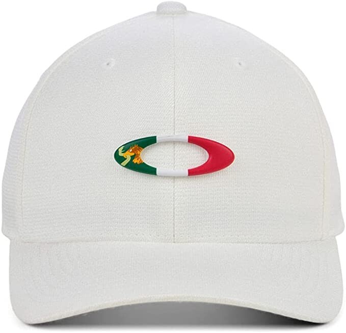 Oakley Tincan Mexico Flag Baseball Stretch Fit Cap Hat White Small/Medium New