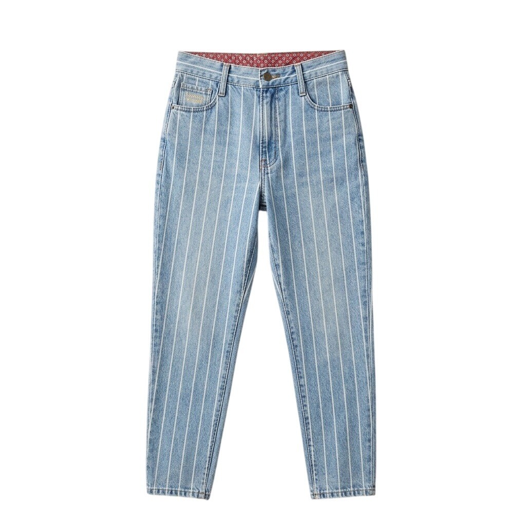 Vintage Bongo High Rise Jeans Striped Pattern Blue/White Size 9 Cropped