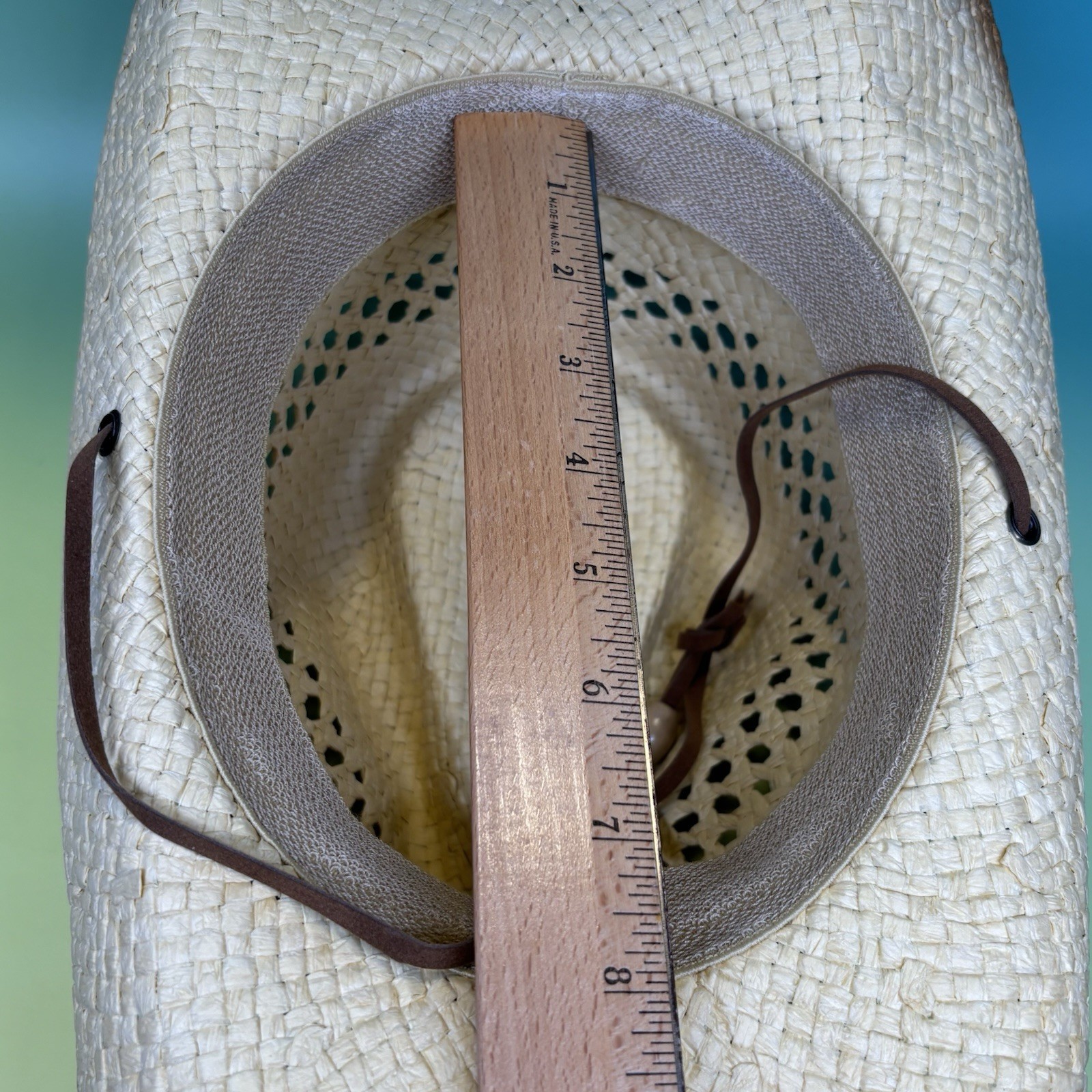 Cowboy Hat Tea-Stained Straw Western, Shapable Brim, 22in/56cm circ, butterfly