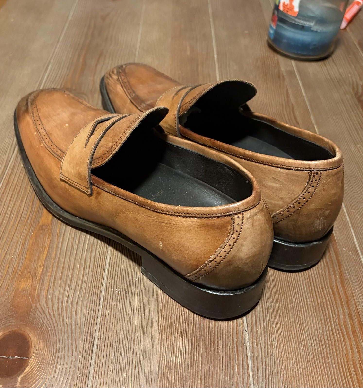 Johnston & Murphy Men’s Brown Leather Dress Loafers Slip-On Almond Toe 10.5