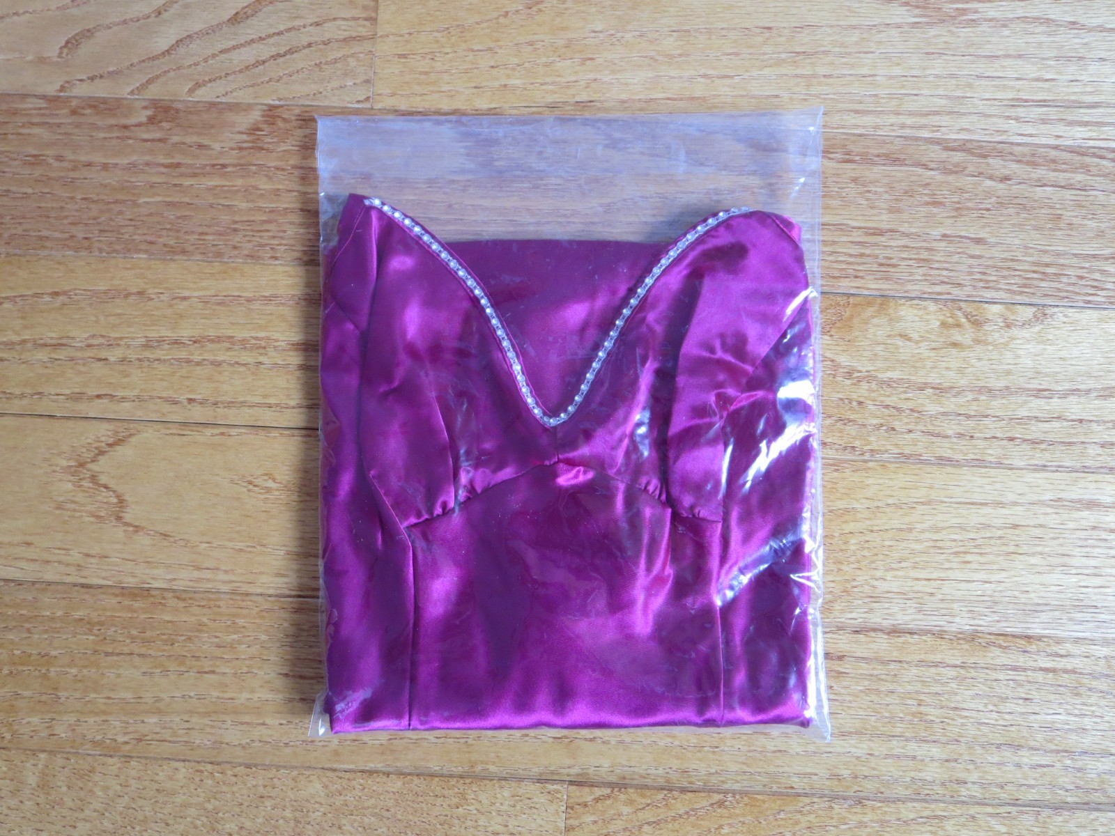 Sexy Satin Victoria Secret Raspberry Rhinestone Chemise Sleepwear Mini Gown-S/P