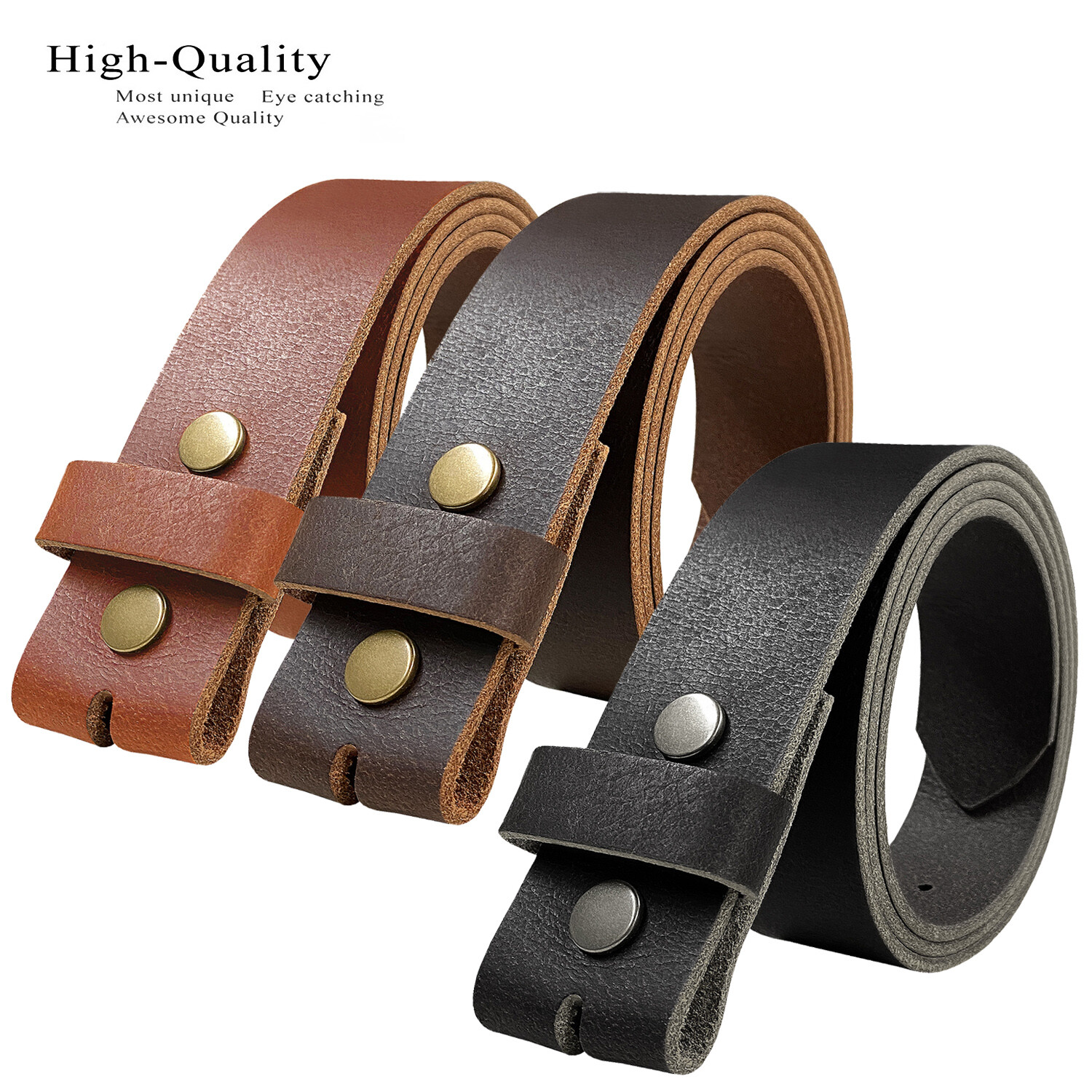 Big and Tall Belt One Piece Full Leather Belt Strap 1-1/2″ wide Up to size 60″