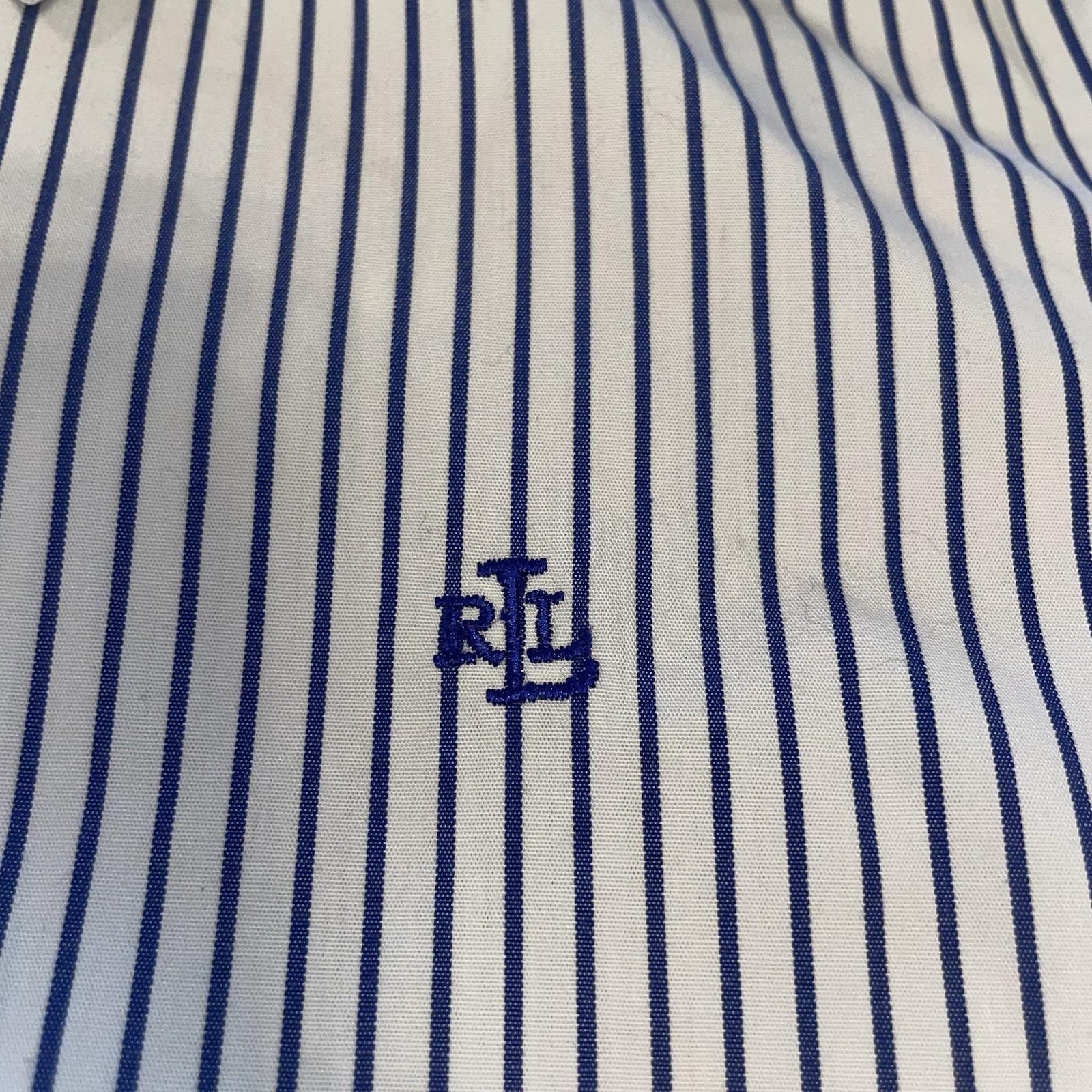 Lauren Ralph Lauren Classic Fit White/Blue Striped Dress Shirt – Size Petite