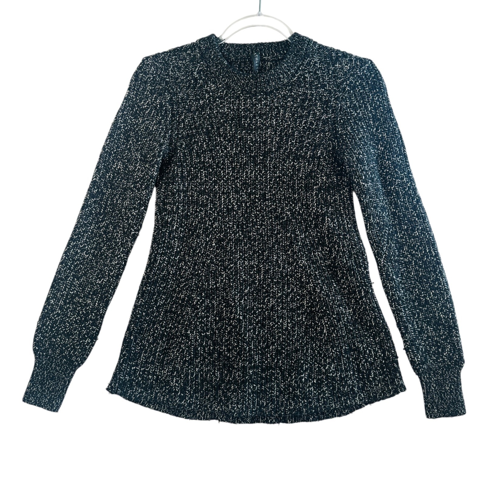 Athleta Womens XS Black Wool Viscose Nylon Crew Sweater Minimalist Luxe Knit